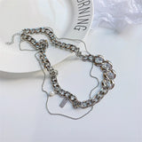 Punk Silver Metal Chain Choker Crystal Necklace Party Jewelry
