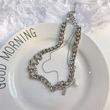 Punk Silver Metal Chain Choker Crystal Necklace Party Jewelry