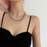 Punk Silver Metal Chain Choker Crystal Necklace Party Jewelry