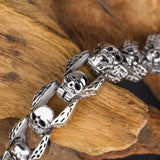 Punk Skull Head Titanium Steel Men's Bracelet Vintage Rock Motorcycle Bracelet