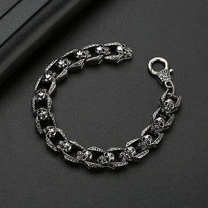 Punk Skull Head Titanium Steel Men's Bracelet Vintage Rock Motorcycle Bracelet