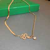 Punk Small Snake Pendant Necklace and Earring Set