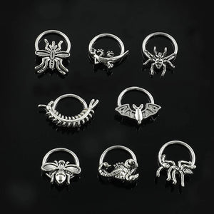 Silver Gothic Insect Nose Ring Stainless Steel