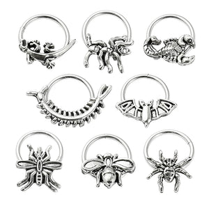 Insect Nose Ring Silver Gothic Stainless Steel Punk for Women Men