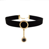 Punk Wide Choker Necklace with Small Pendant