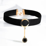 Punk Wide Choker Necklace with Small Pendant