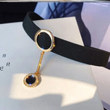 Punk Wide Choker Necklace with Small Pendant