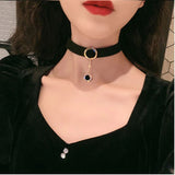 Punk Wide Choker Necklace with Small Pendant