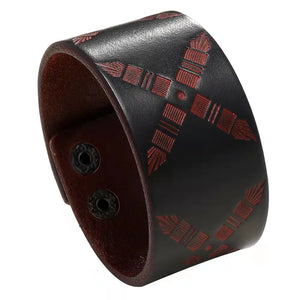 Wide Print Leather Bracelet Vintage Wrap Wristband