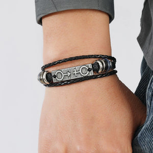 Punk Leather Bracelet Cuff Wrap Beads Charm Retro Bangle Casual Jewelry