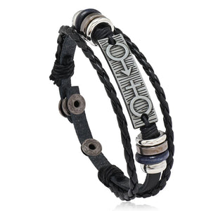 Punk Leather Bracelet Cuff Wrap Beads Charm Retro Bangle Casual Jewelry