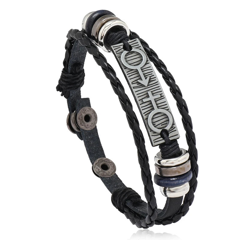 Punk Leather Bracelet Cuff Wrap Beads Charm Retro Bangle Casual Jewelry