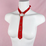 Punk Red PU Leather Necktie Gothic Bow Tie Vintage Collar Choker