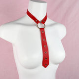 Punk Red PU Leather Necktie Gothic Bow Tie Vintage Collar Choker