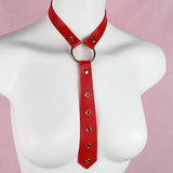 Punk Red PU Leather Necktie Gothic Bow Tie Vintage Collar Choker
