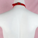 Punk Red PU Leather Necktie Gothic Bow Tie Vintage Collar Choker