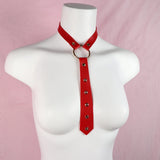 Punk Red PU Leather Necktie Gothic Bow Tie Vintage Collar Choker