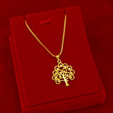 14k Yellow Necklace for Women Wedding Plant Money Tree Pendant