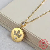 925 Silver 18k Chain Zircon Crown Pendant Necklace