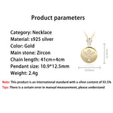 925 Silver 18k Chain Zircon Crown Pendant Necklace