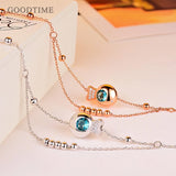 925 Sterling Silver Fish Crystal Anklet Round Beads Anklet