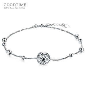925 Sterling Silver Anklet Hollow Ball Anklet Beads Ankle Bracelet Foot Chain