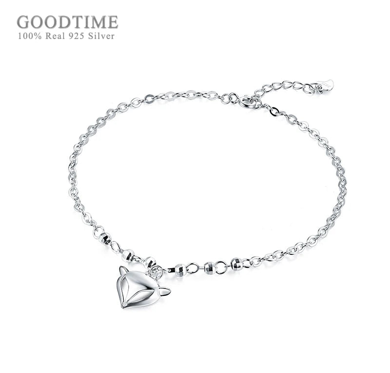 925 Sterling Silver Round Beads Anklet for Women