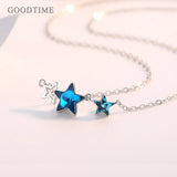 925 Sterling Silver Zircon Star Pendant Chain Women Necklace