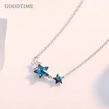 925 Sterling Silver Zircon Star Pendant Chain Women Necklace