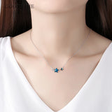 925 Sterling Silver Zircon Star Pendant Chain Women Necklace