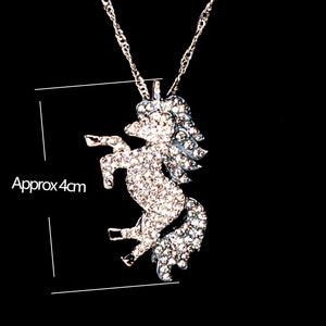 Colorful Crystal Unicorn Pendant Necklace Gift for Women Girls
