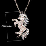Colorful Crystal Unicorn Pendant Necklace Gift for Women Girls