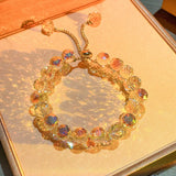 Purple Crystal Bracelet Women Adjustable Beads Bangles Jewelry Gift Banquet
