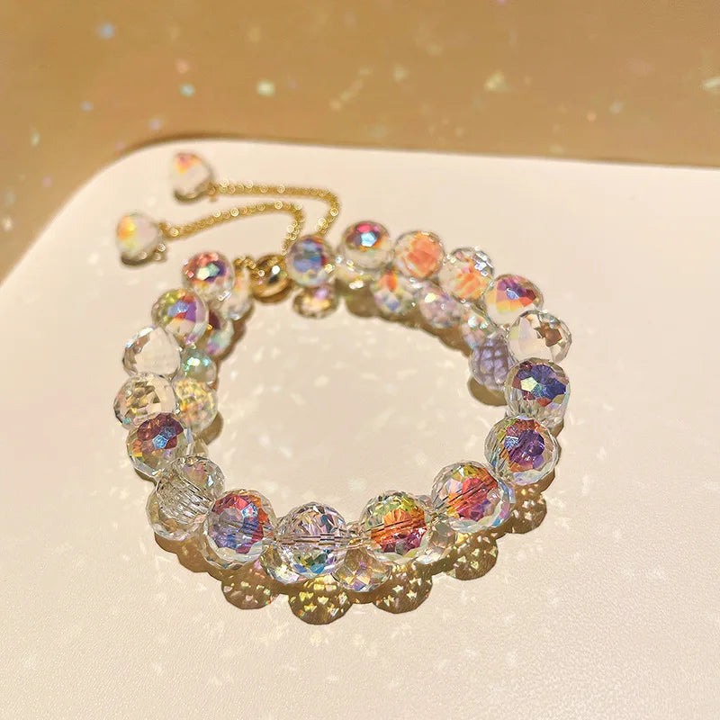 Purple Crystal Bracelet Women Adjustable Beads Bangles Jewelry Gift Banquet