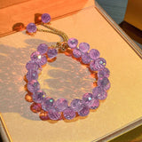 Purple Crystal Bracelet Women Adjustable Beads Bangles Jewelry Gift Banquet