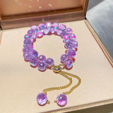 Purple Crystal Bracelet Women Adjustable Beads Bangles Jewelry Gift Banquet