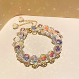 Purple Crystal Bracelet Women Adjustable Beads Bangles Jewelry Gift Banquet