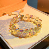 Purple Crystal Bracelet Women Adjustable Beads Bangles Jewelry Gift Banquet