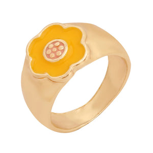 Geometric Love Flower Ring Bracelet Red Alloy Oil Dripping