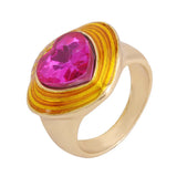 Geometric Love Flower Ring Bracelet Red Alloy Oil Dripping