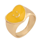 Geometric Love Flower Ring Bracelet Red Alloy Oil Dripping
