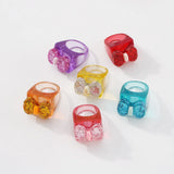 Resin Transparent Ring Women's Candy Sequin Bow Ring