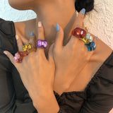 Resin Transparent Ring Women's Candy Sequin Bow Ring