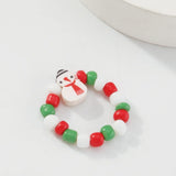Christmas Beaded Snowman Tree Hand Ornament Ring