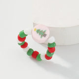 Christmas Beaded Snowman Tree Hand Ornament Ring