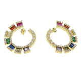 Colorful Cz Circle Hoop Earring for Women Lady Huggie Jewelry