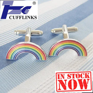 Rainbow Cufflink Cuff Link 2 Pairs Set