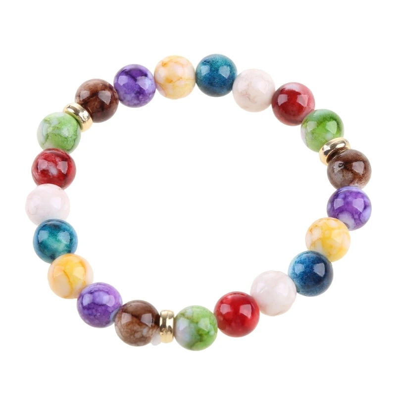 Rainbow Healing Crystal Beads Bracelet Yoga Hologram Bracelets