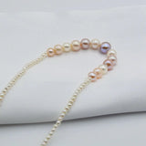 Rainbow Pearl Necklace Freshwater Round Wedding Bridal Jewelry