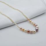 Rainbow Pearl Necklace Freshwater Round Wedding Bridal Jewelry